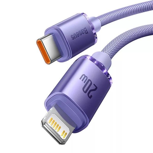 Baseus Crystal Shine USB-C Lightning Cable 20W 2m Purple