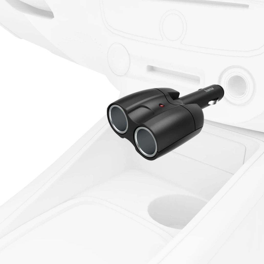 Hama 2-Way Distributor for Cigarette Lighter Socket 180° Articulated Plug 12V Black