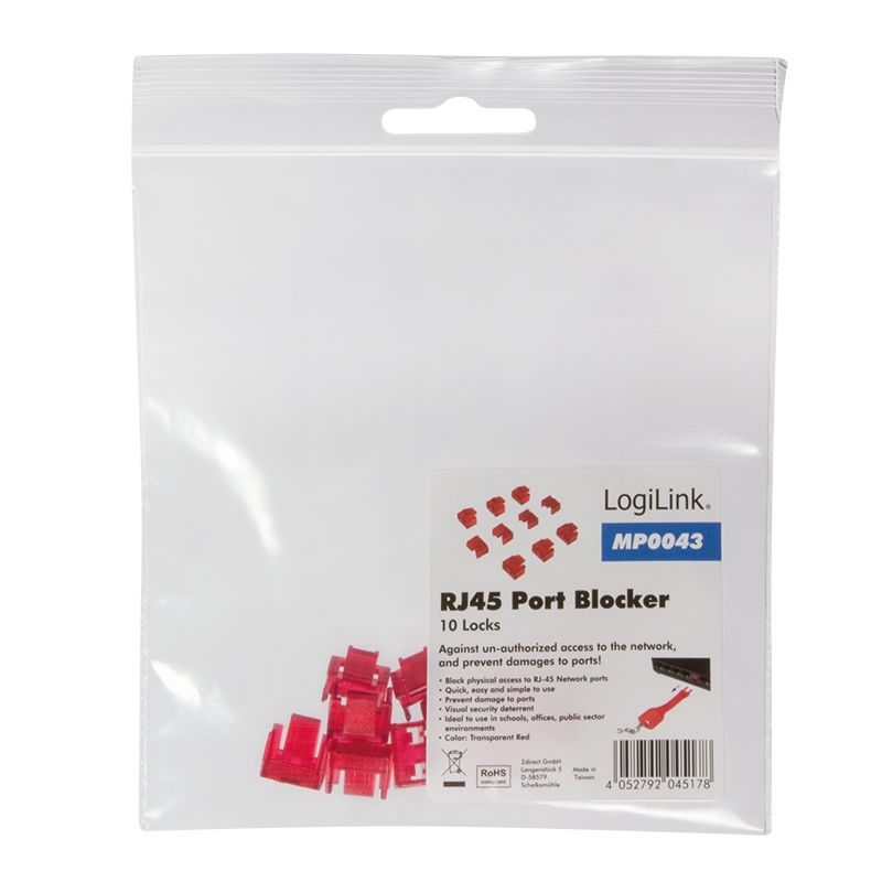 Logilink MP0043 RJ45 port blocker (10x locks)