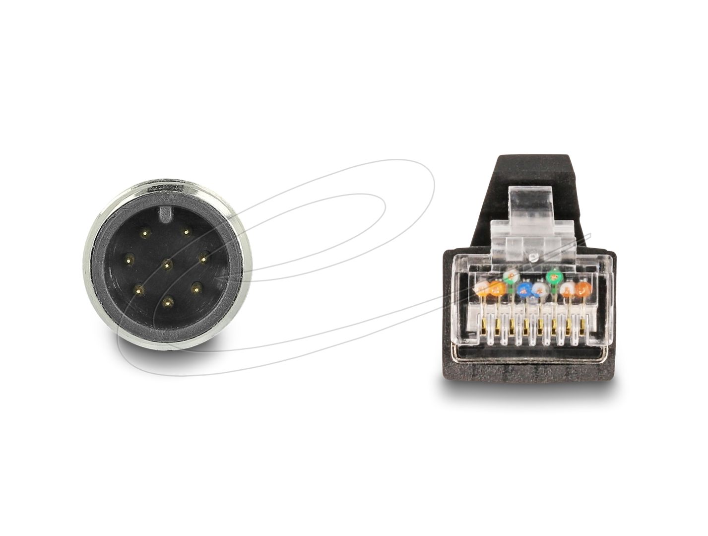 DeLock M12 Cable A-coded 8 pin male to RJ45 male PUR (TPU) 2m Green