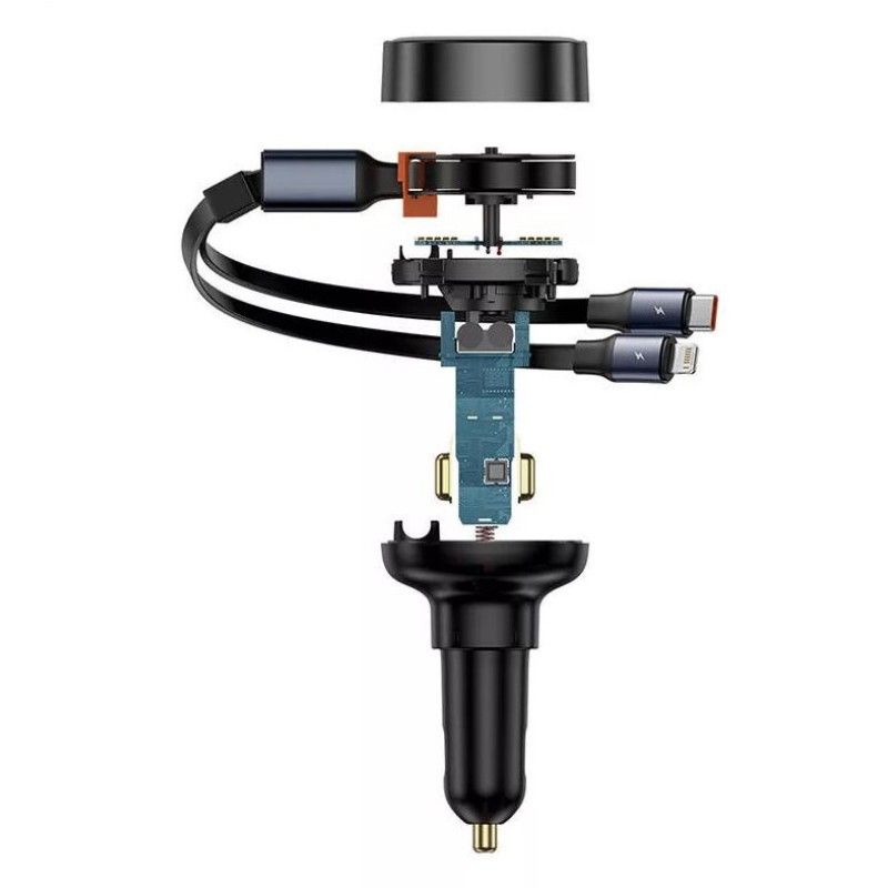 Baseus Enjoyment Pro USB-C + Lightning 60W Car Charger Black