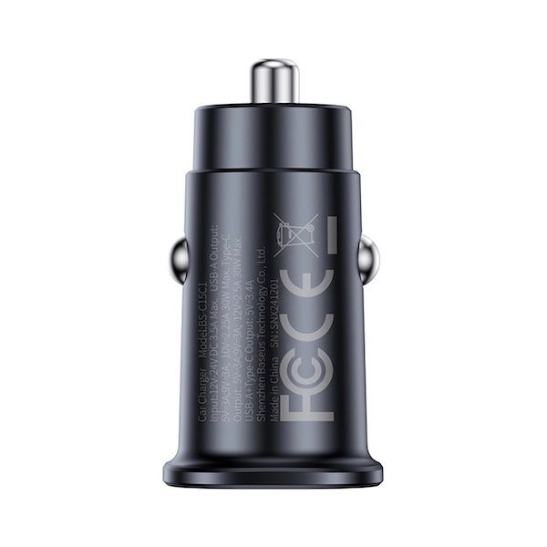 Baseus GoTrip 2 x USB-C 30W Car Charger Black