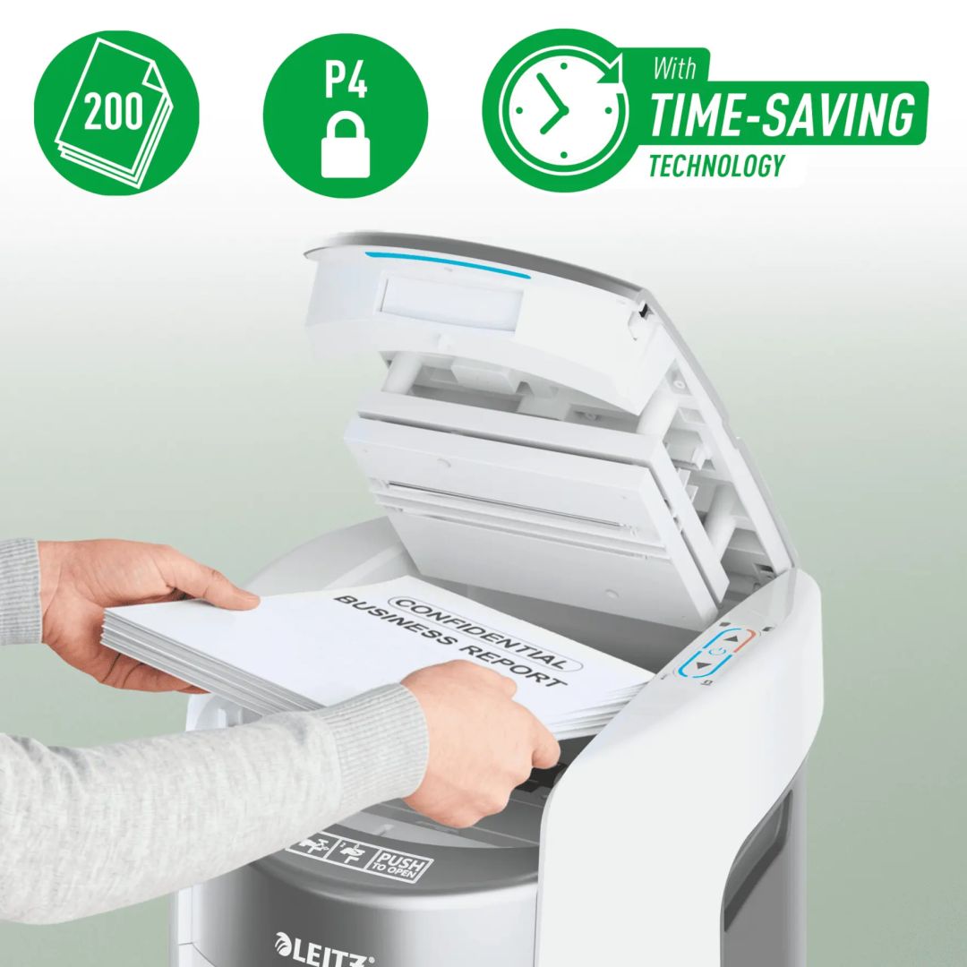 Leitz IQ OptiMax Autofeed Small Office 200 P4 Iratmegsemmisítő White