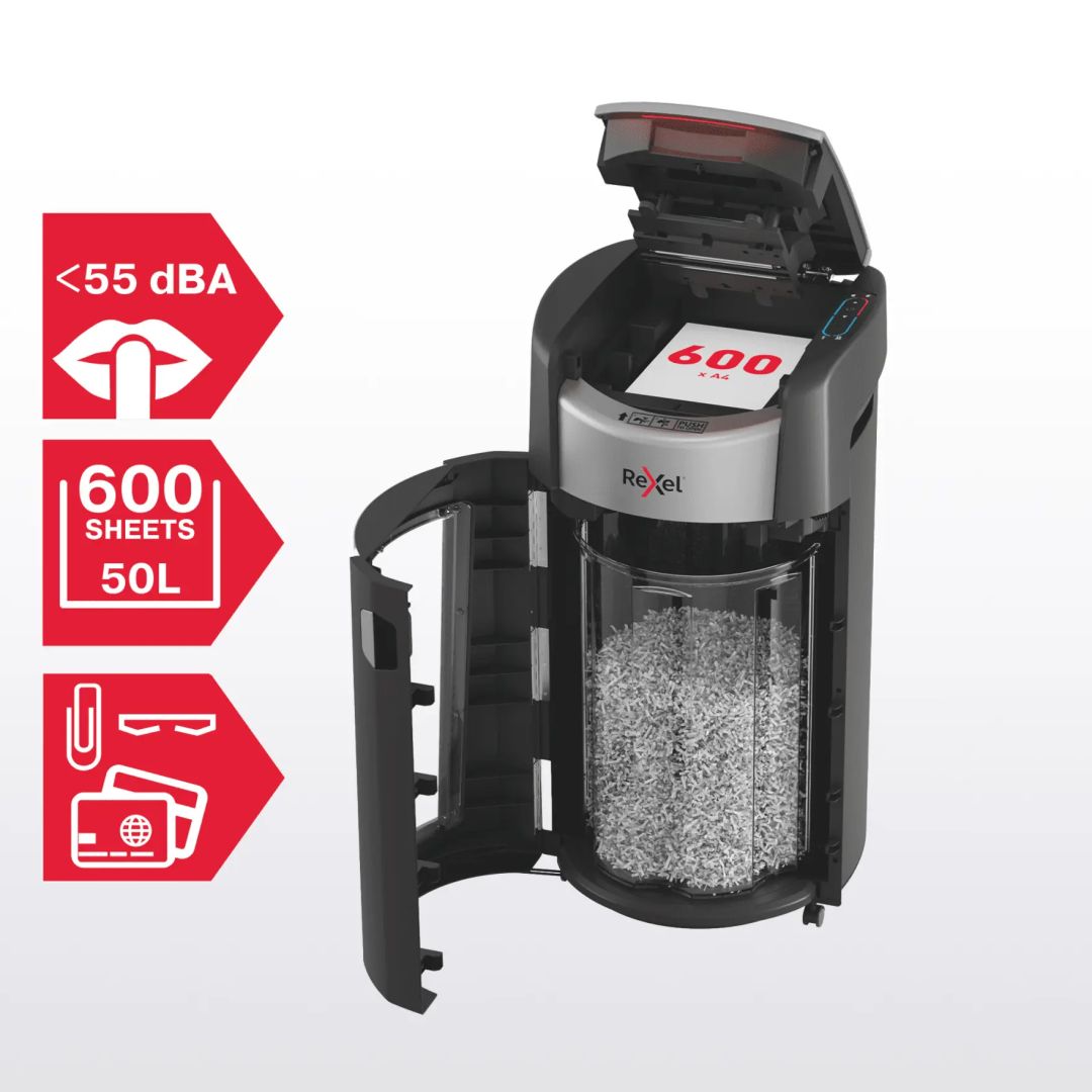 Rexel ShredMax AutoFeed+ 600X P4 Iratmegsemmisítő Black