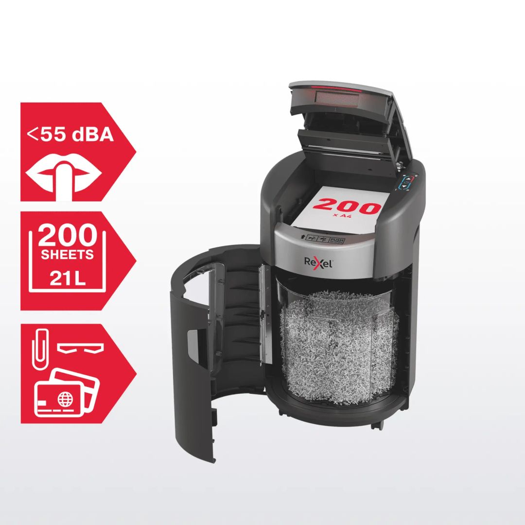 Rexel ShredMax AutoFeed+ 200M P5 Iratmegsemmisítő Black