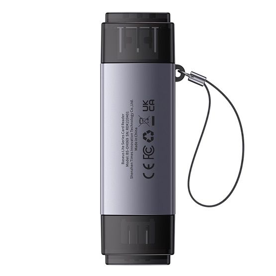 Baseus Dual Output USB-A & Type-C to SD TF Card Reader Grey