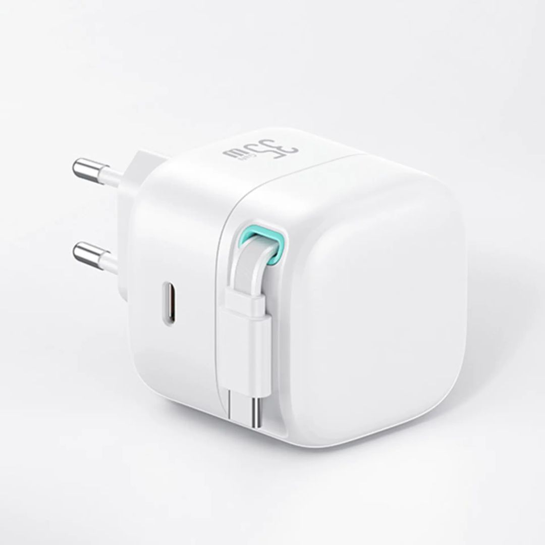 Usams CC202TC02 Hálózati töltő 1xUSB-C aljzattal + USB-C kábel 35W GaN White