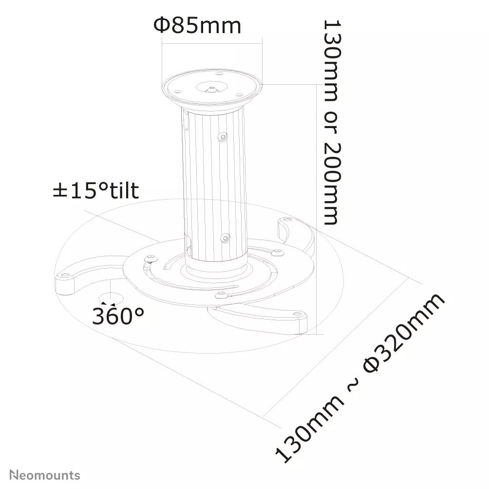 Neomounts BEAMER-C80 projector ceiling mount Silver