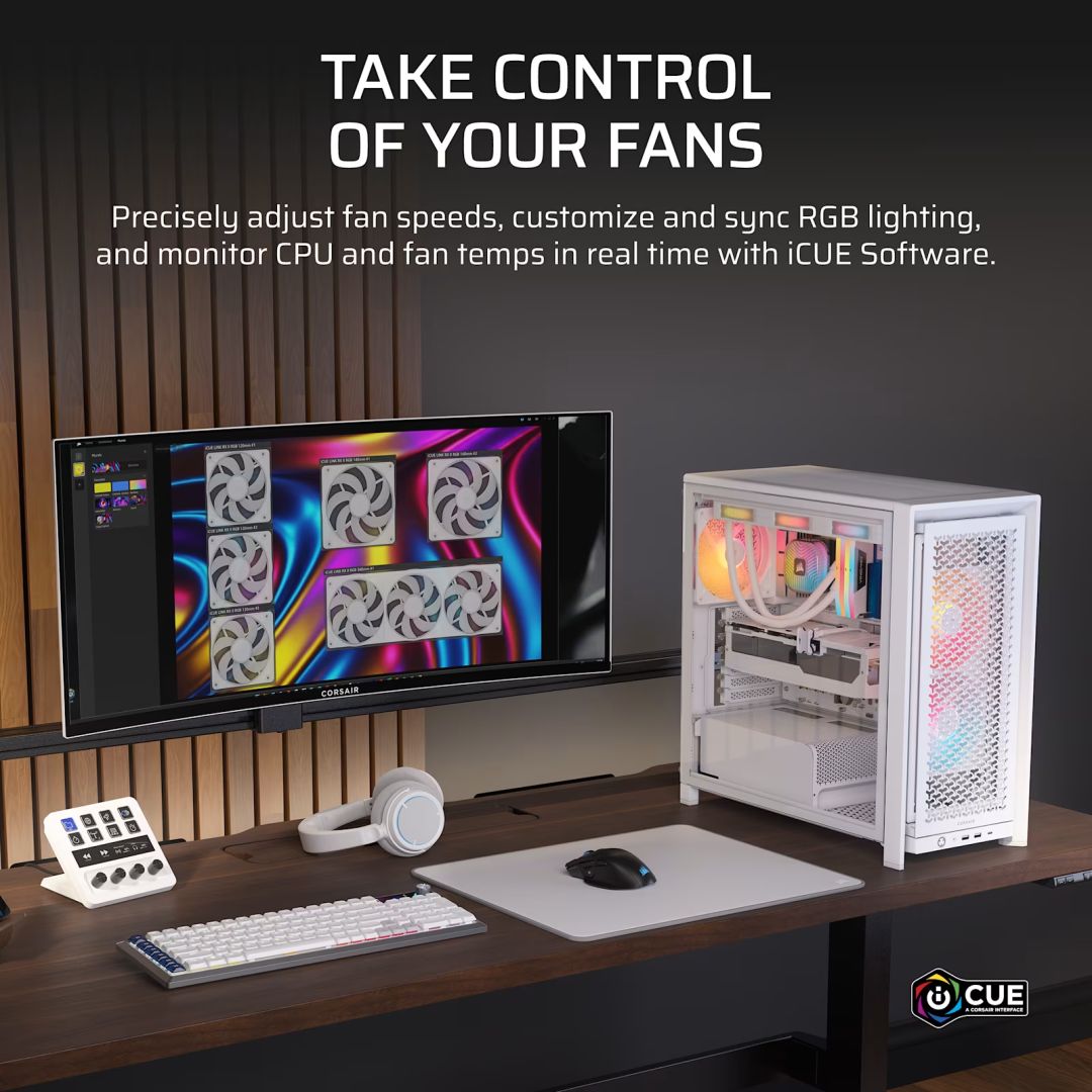 Corsair iCUE LINK RX140 II RGB PWM PC Fan Expansion White