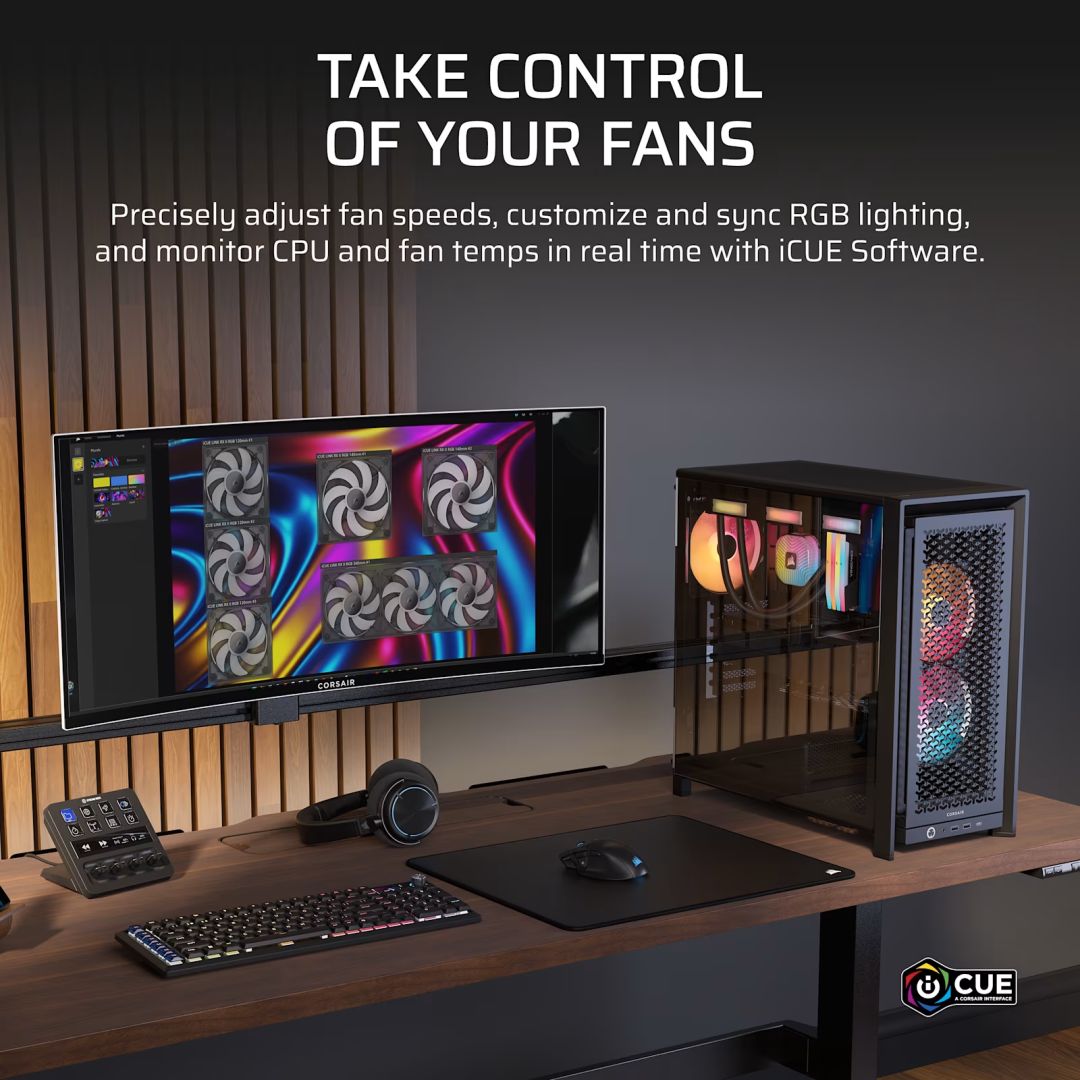 Corsair iCUE LINK RX140 II RGB PWM PC Fan Expansion Black