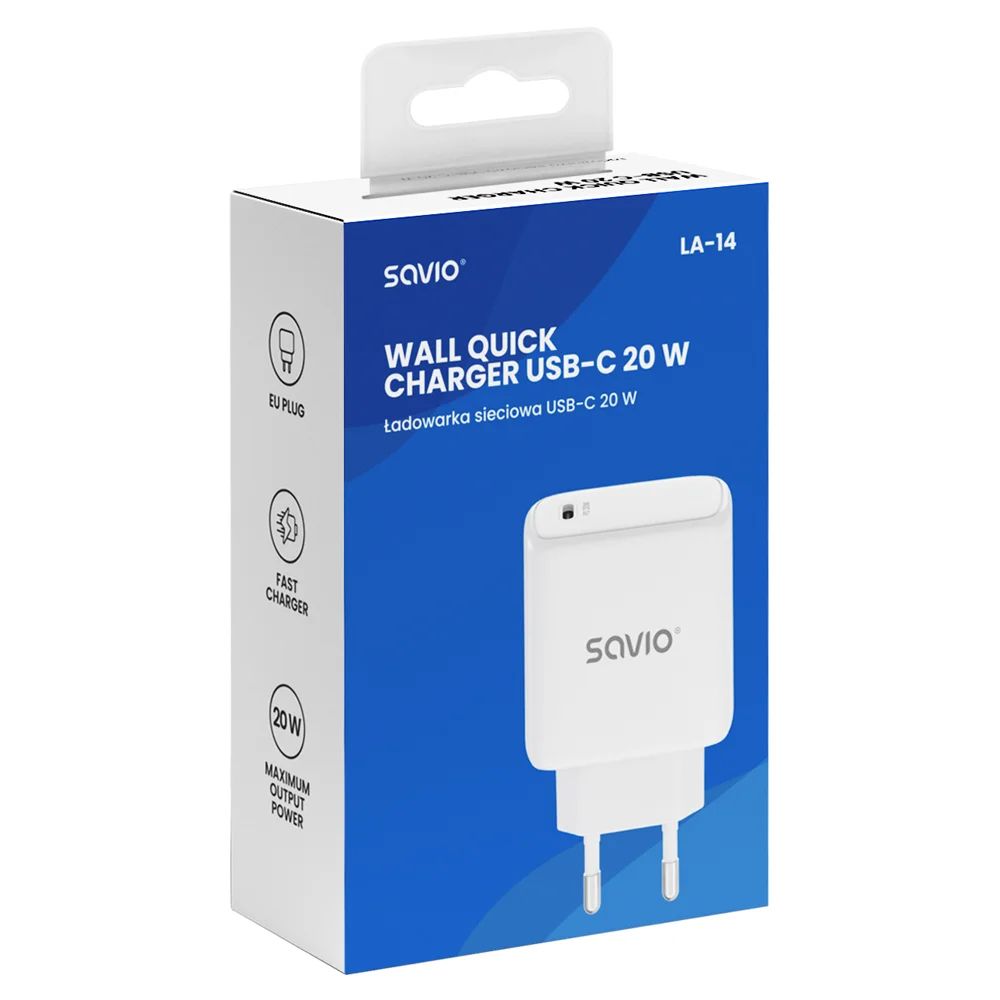 Savio LA-14 20W Wall Charger with Power Delivery 3.0 White