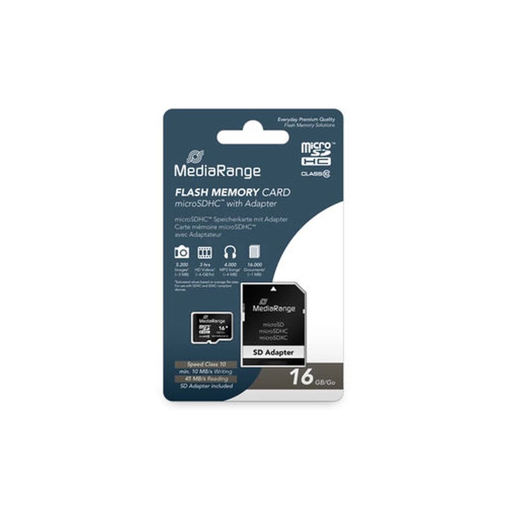 MediaRange 16GB microSDHC MR958 Class10 + adapterrel