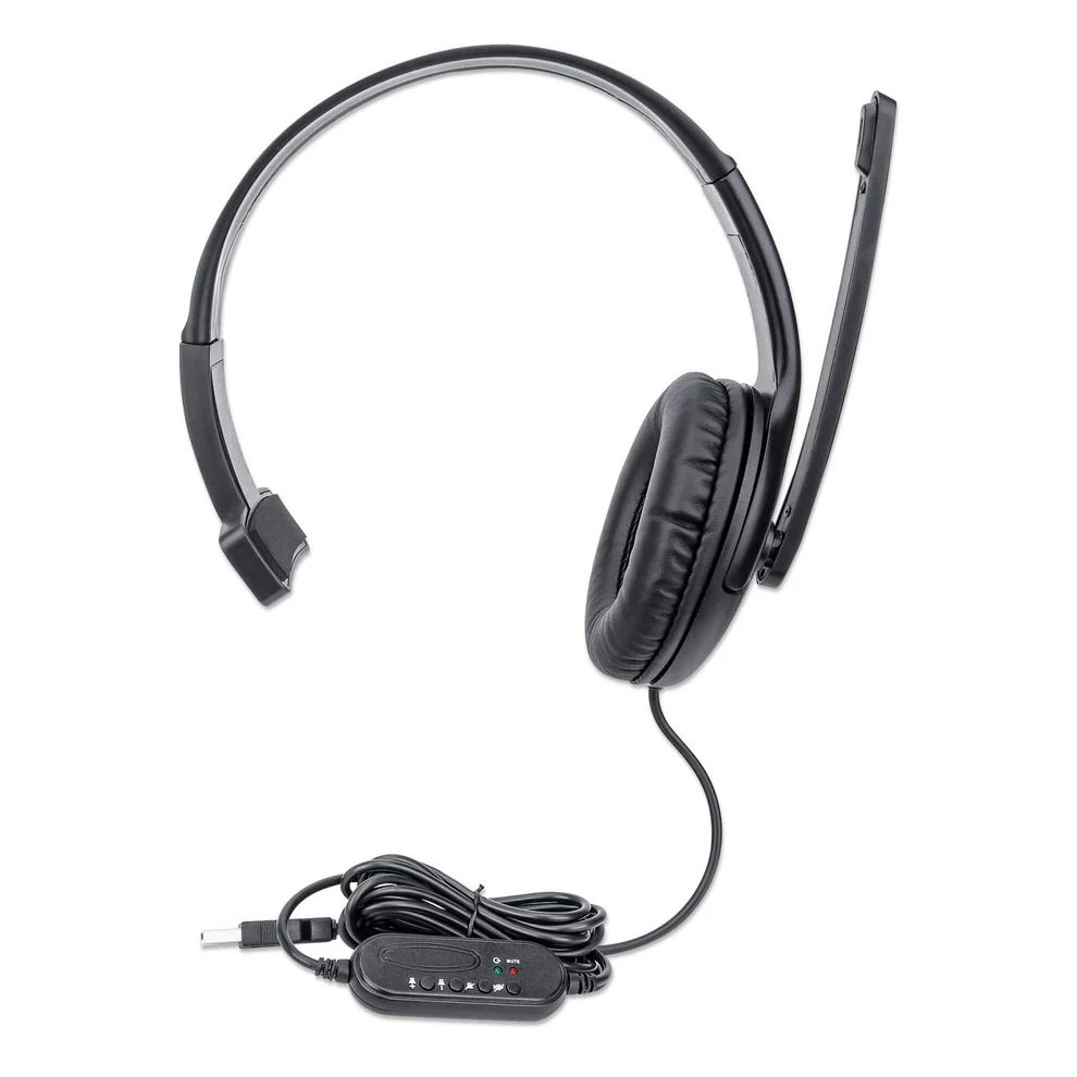 Manhattan Mono USB Headset Black Polybag Packaging