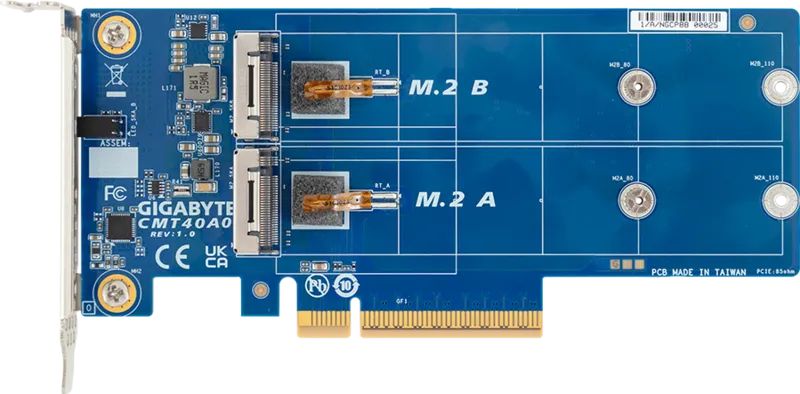 Gigabyte CMT40A0 M.2 Expansion Card 2xGen5 NVMe 2280/22110 cards