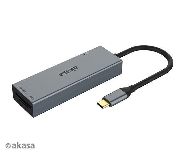 Akasa USB 3.2  Type-C  3-in-1 Card Reader Grey