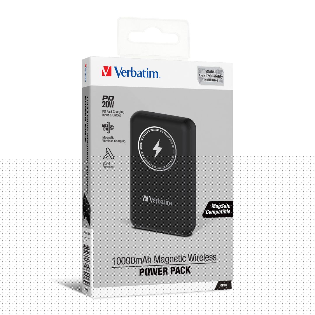 Verbatim Charge 'n' Go Magnetic Wireless 10000mAh PowerBank Black