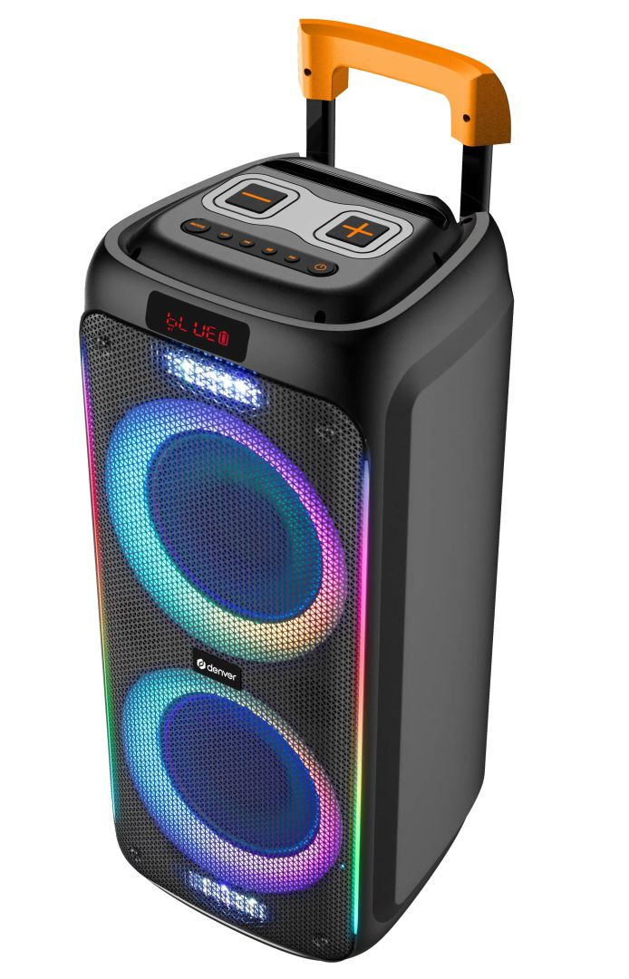 Denver TSP-456 Bluetooth trolley speaker with LED light and dual 8