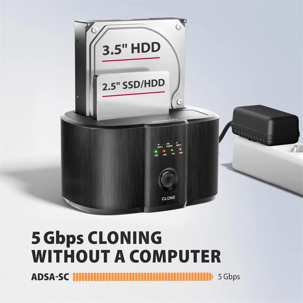 AXAGON ADSA-SC USB-C 5Gbps Docking and Cloning Station Black