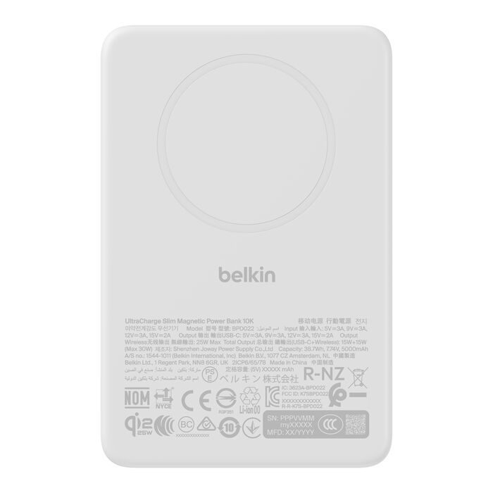 Belkin BoostCharge Slim Magnetic 10000mAh PowerBank White