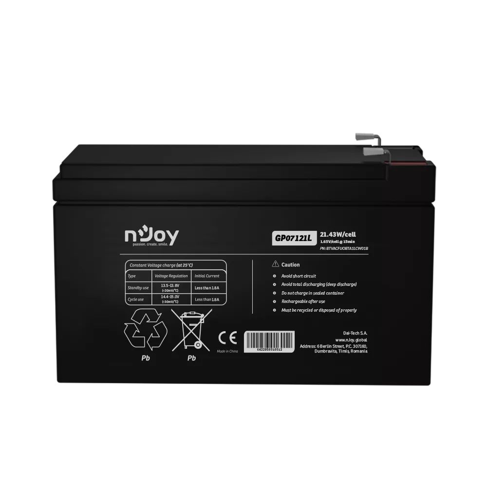 Njoy 12V/7Ah szünetmentes akkumulátor 1db/csomag