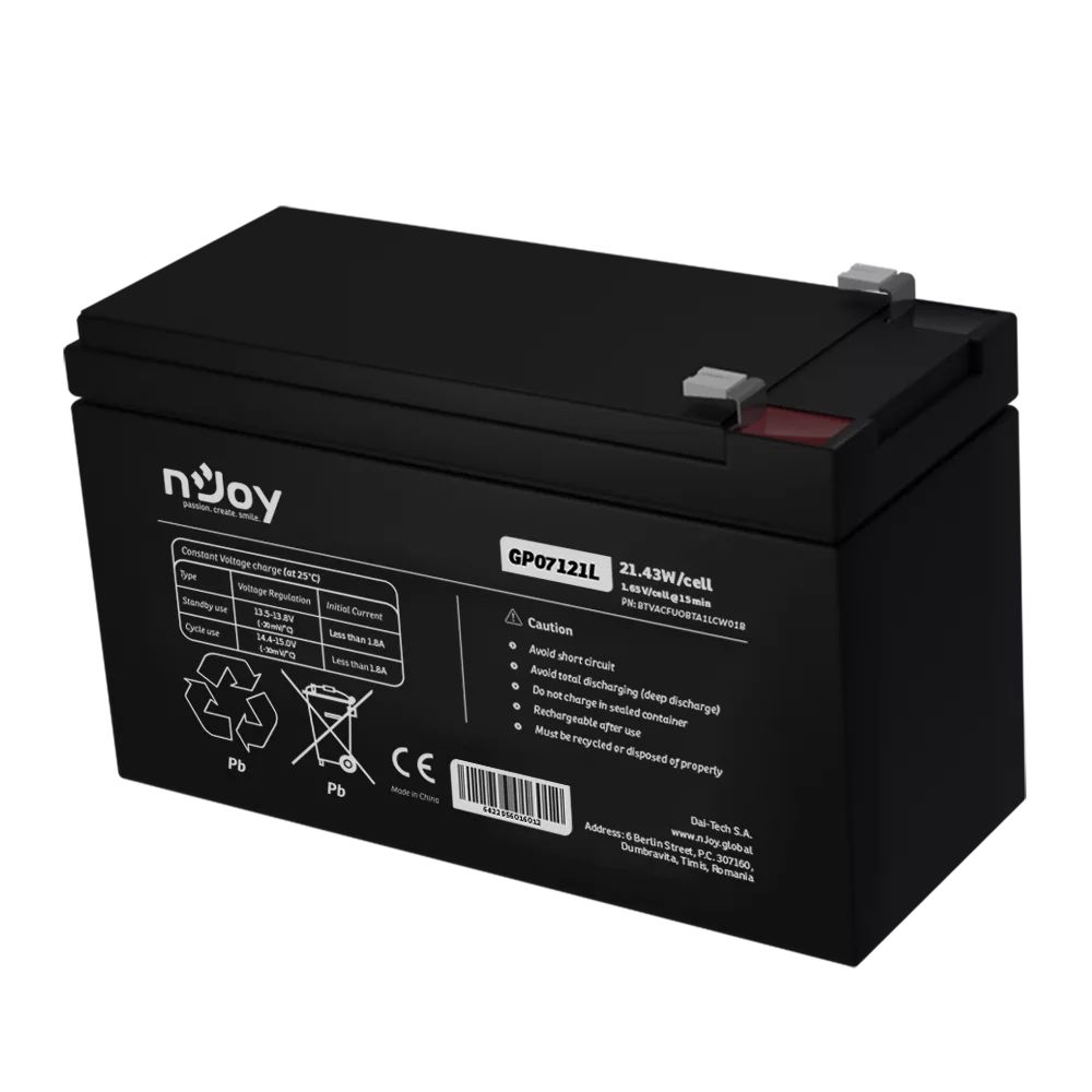Njoy 12V/7Ah szünetmentes akkumulátor 1db/csomag