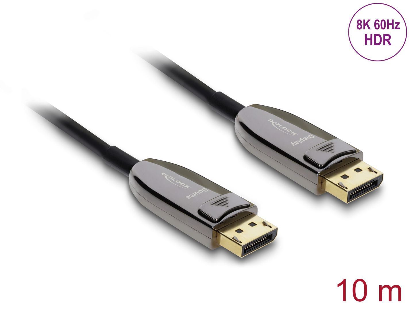 DeLock Active Optical Cable DisplayPort 2.1 8K/60Hz 40Gbps 10m Black