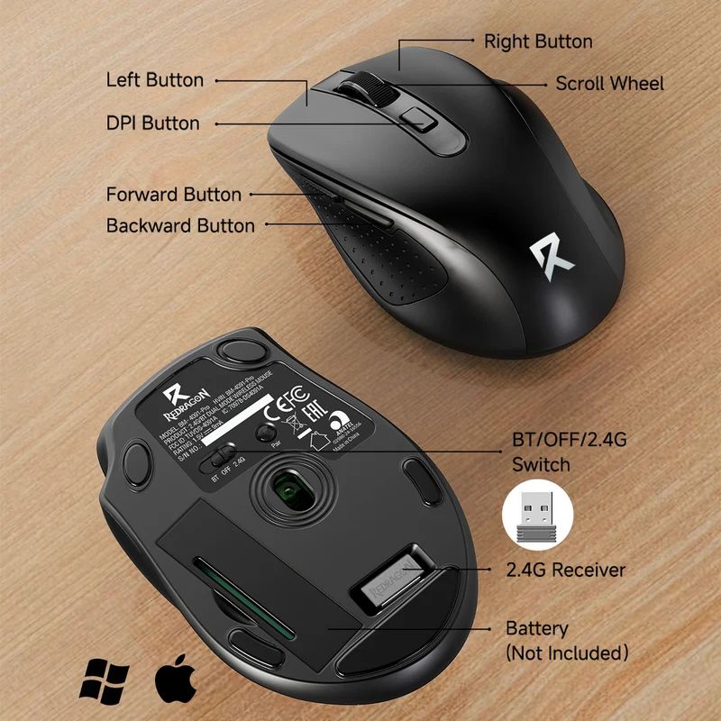 Redragon BM-4091 Wireless Bluetooth Mouse Black