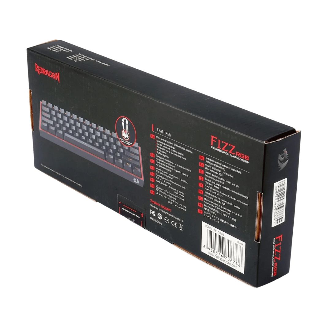 Redragon Fizz RGB, wired mechanical keyboard,RGB, red switch Black HU