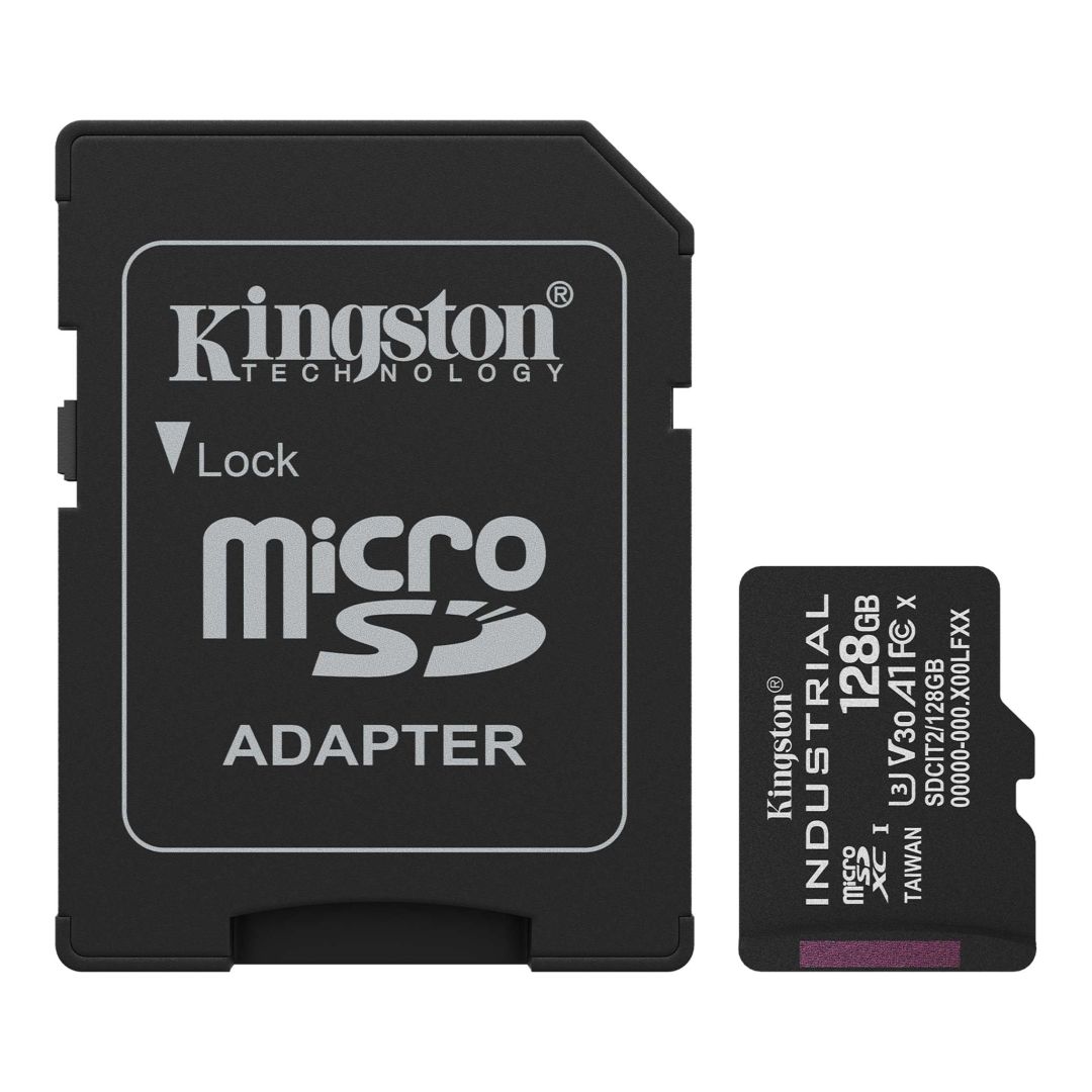Kingston 128GB microSDXC Class 10 CL10 U3 V30 A1 Industrial + adapterrel