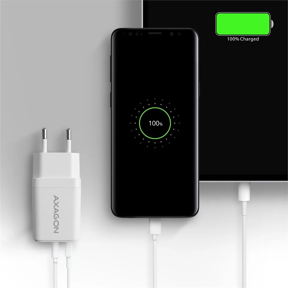 AXAGON ACU-PQ33W GaN Wall Charger 33W for phones and tablets White