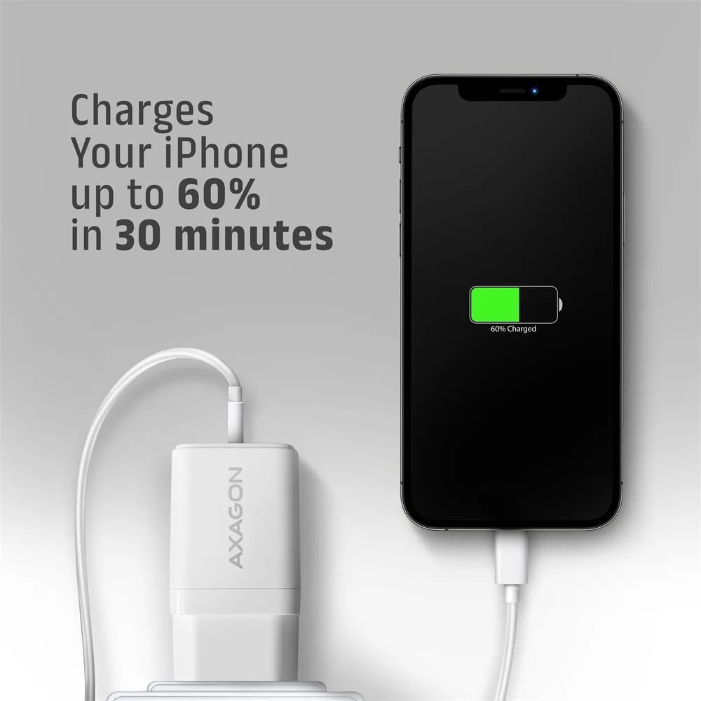 AXAGON ACU-PQ33W GaN Wall Charger 33W for phones and tablets White
