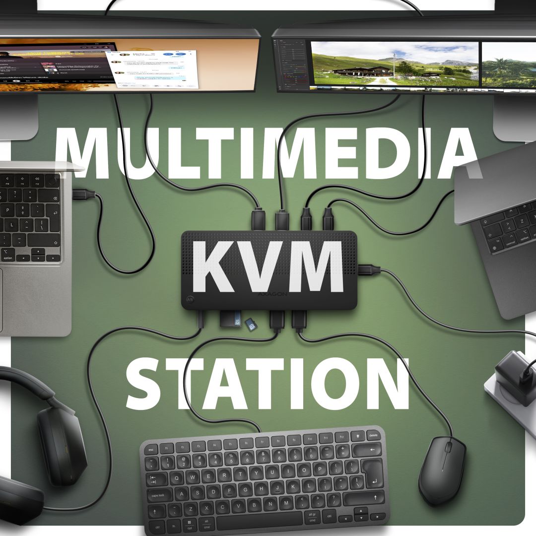 AXAGON HMC-DL-KVM 12in1 DisplayLink KVM Switch
