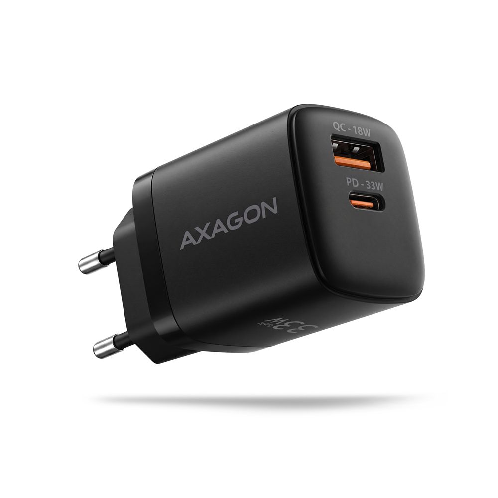 AXAGON ACU-PQ33 GaN Wall Charger 33W for phones and tablets Black
