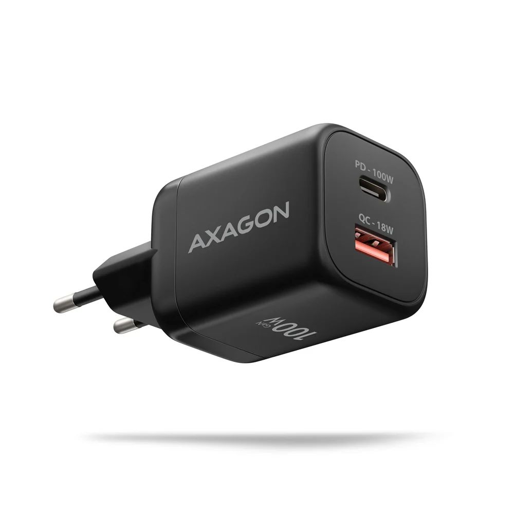 AXAGON ACU-PQ100 GaN Wall Charger 100W for laptops and phones Black