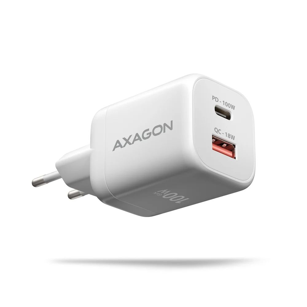 AXAGON ACU-PQ100W GaN Wall Charger 100W for laptops and phones White