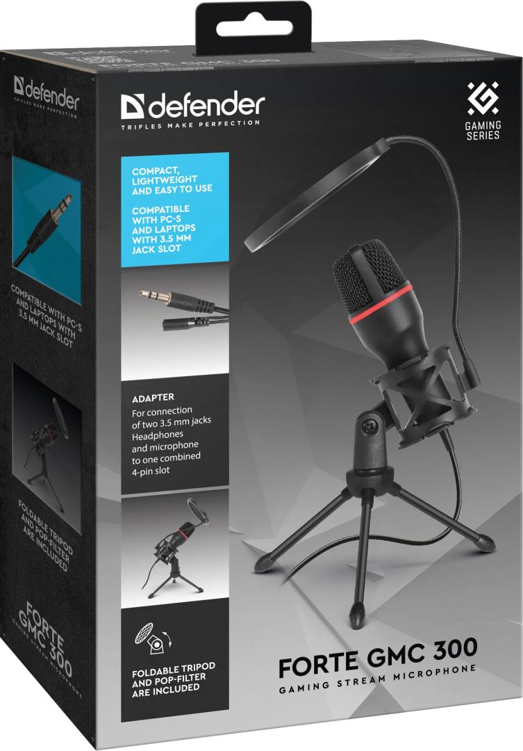 Defender Forte GMC 300 Gaming stream Microphone Black