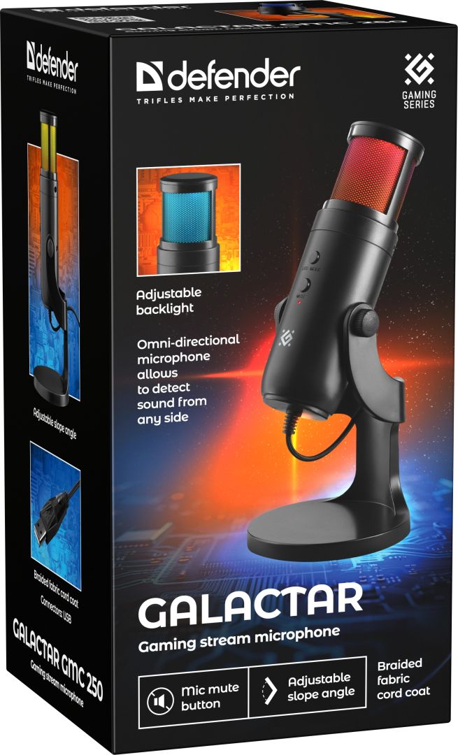Defender Galactar GMC 250 Gaming stream Microphone Black