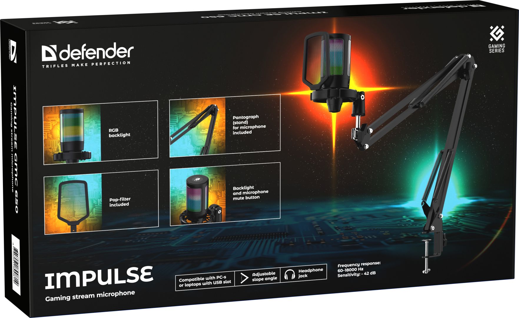 Defender Impulse GMC 650 Gaming Stream Microphone Black