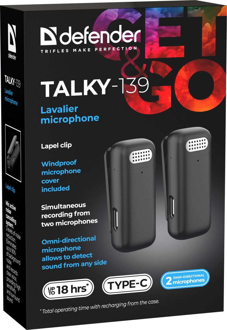 Defender Talky-139 Lavalier Microphone Black