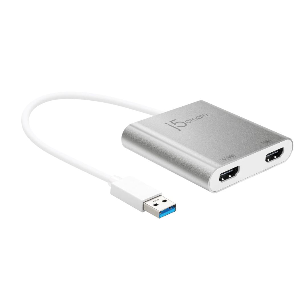 j5create JUA365 USB3.0 to Dual HDMI Multi-Monitor Adapter Silver