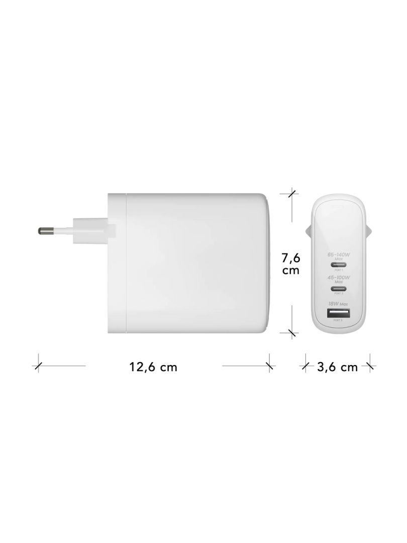 dbramante1928 re-charge Pro EU Wall Charger USB-C 140W+100W+18W White