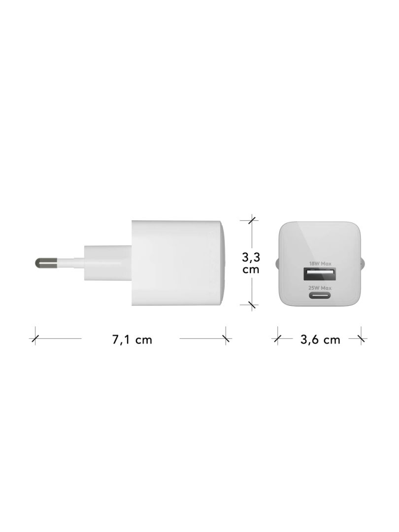 dbramante1928 re-charge Pro EU Wall Charger USB-C 25W + USB-A 18W White