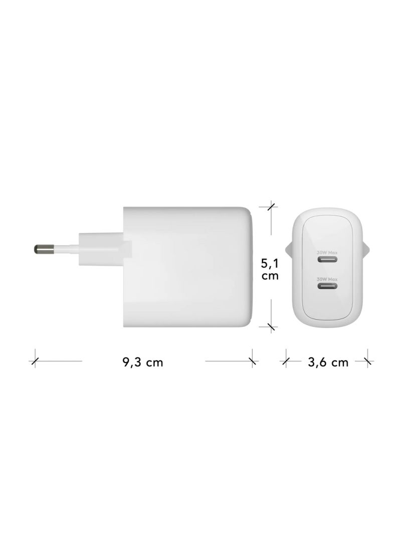 dbramante1928 re-charge Pro EU Wall Charger 2x USB-C 30W White