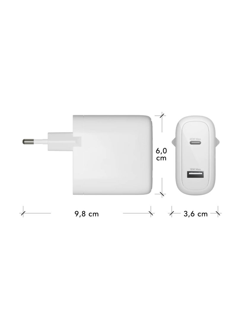 dbramante1928 re-charge Pro EU Wall Charger USB-C 65W + USB-A 18W White