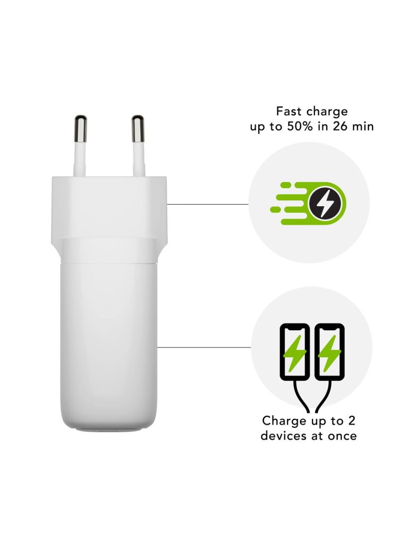 dbramante1928 re-charge Pro EU Wall Charger USB-C 65W + USB-A 18W White