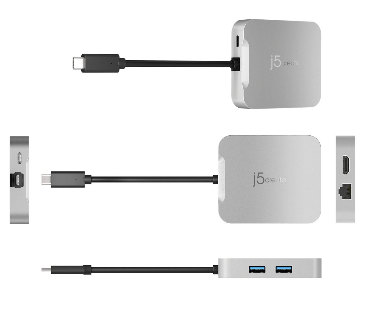 j5create JCD391 4K60 Elite USB-C PD Multi-Port Adapter Silver