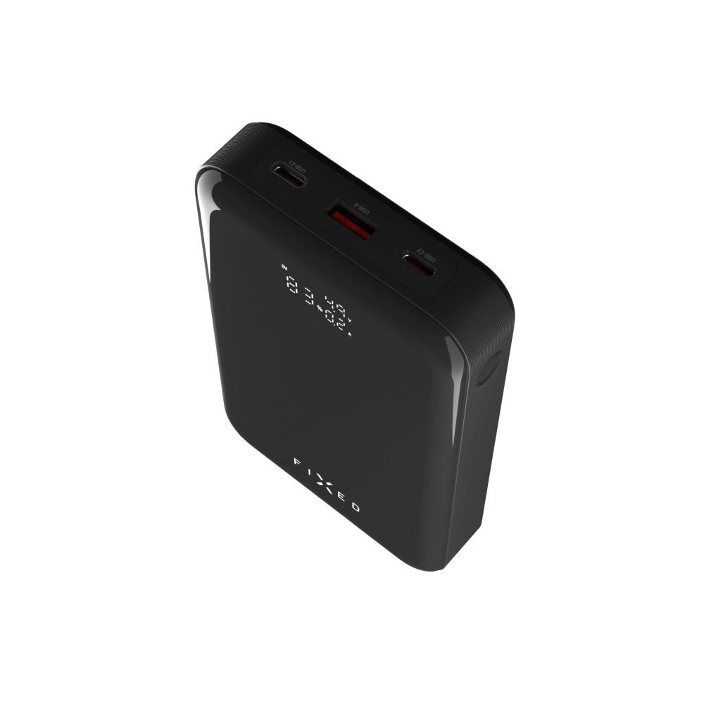 FIXED Zen 20 Pro powerbank LCD kijelzővel, 20,000 mAh, PD3.0, kimenetek:2x USB-C + 1x USB-A, szürke