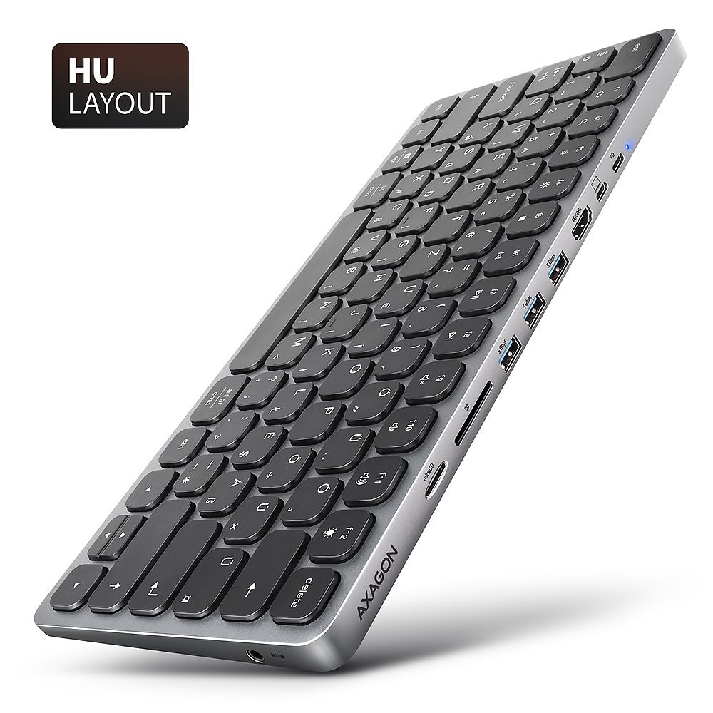 AXAGON HMC-KB-HU USB-C 5Gbps Keyboard 9in1 Hub Silver HU