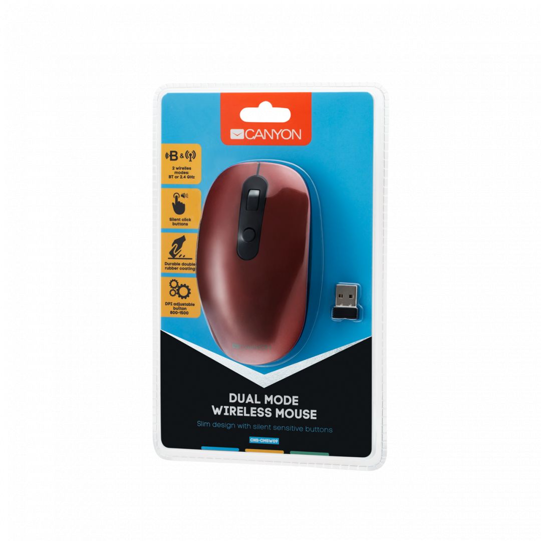 Canyon CNS-CMSW09R Dual-mode Wireless Bluetooth mouse Red