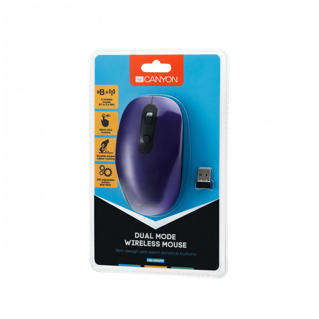 Canyon CNS-CMSW09V Dual-mode Wireless Bluetooth mouse Violet